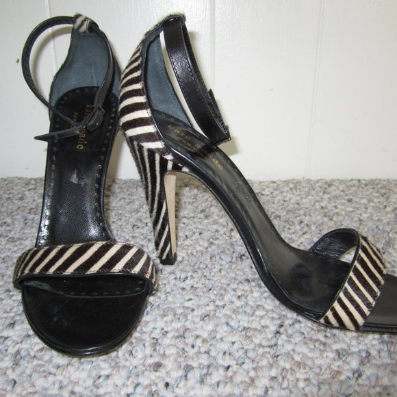 Kate Spade Zebra Print Heeled Ankle Strap Sandal - Picture 1 of 8